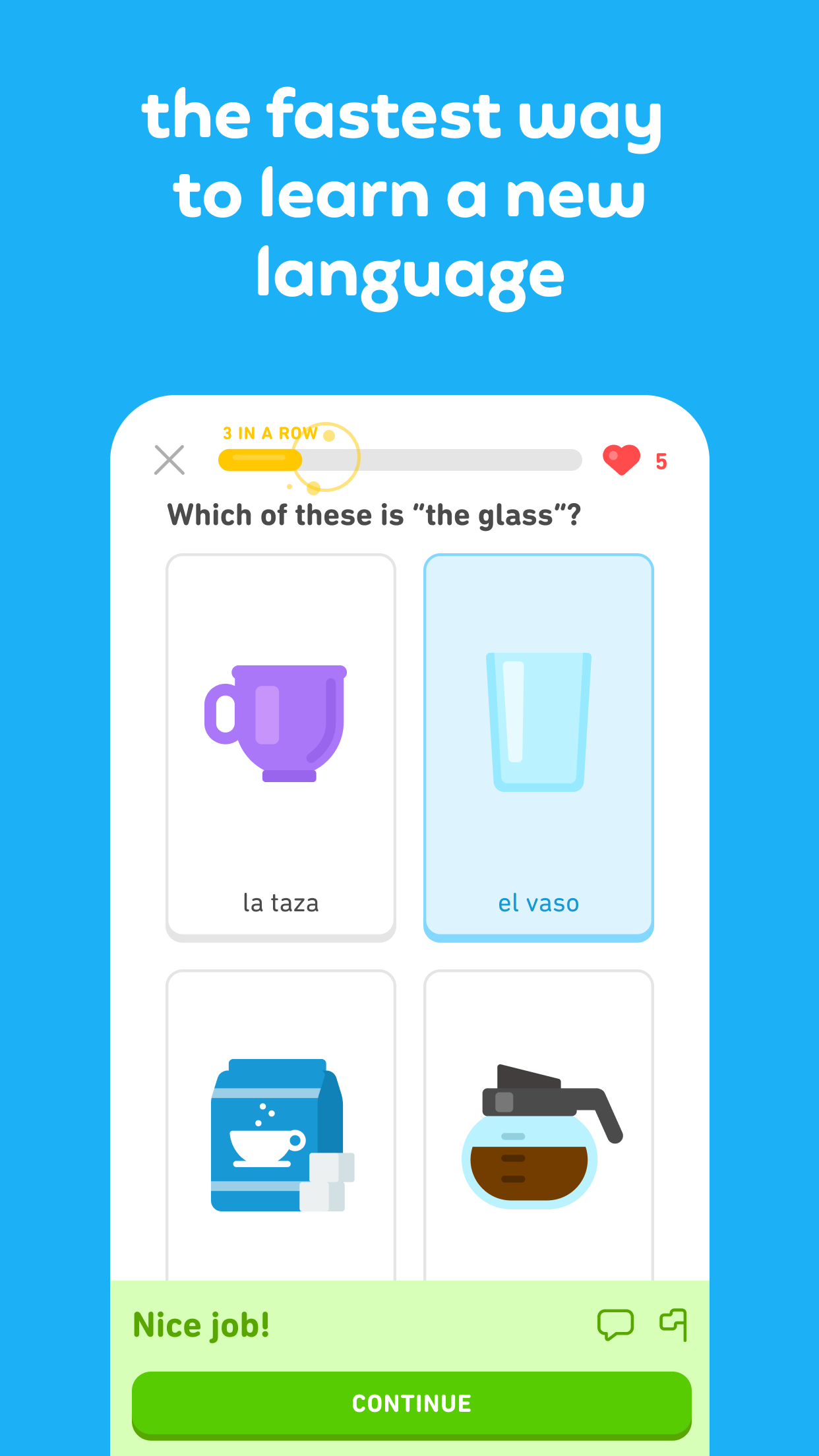 Duolingo mobile app to learn language