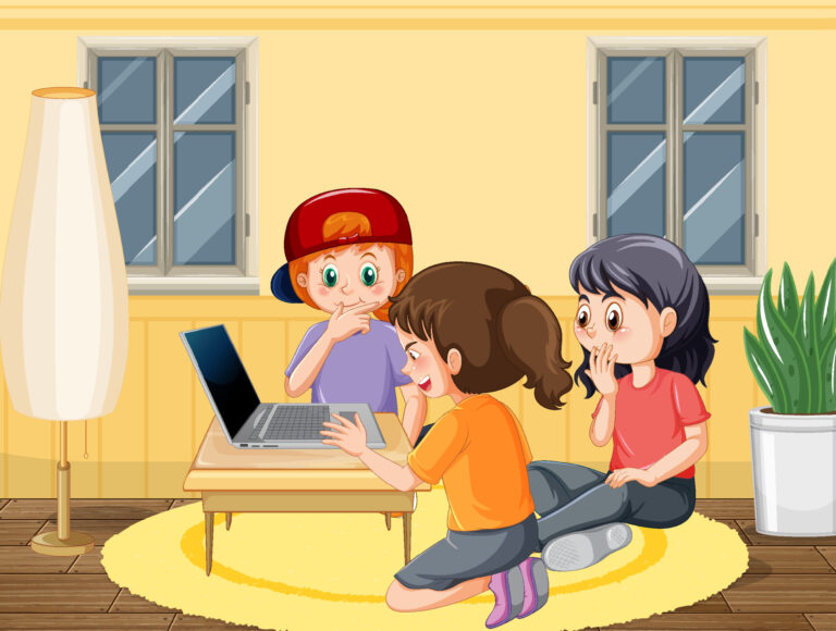 kids are playing computer