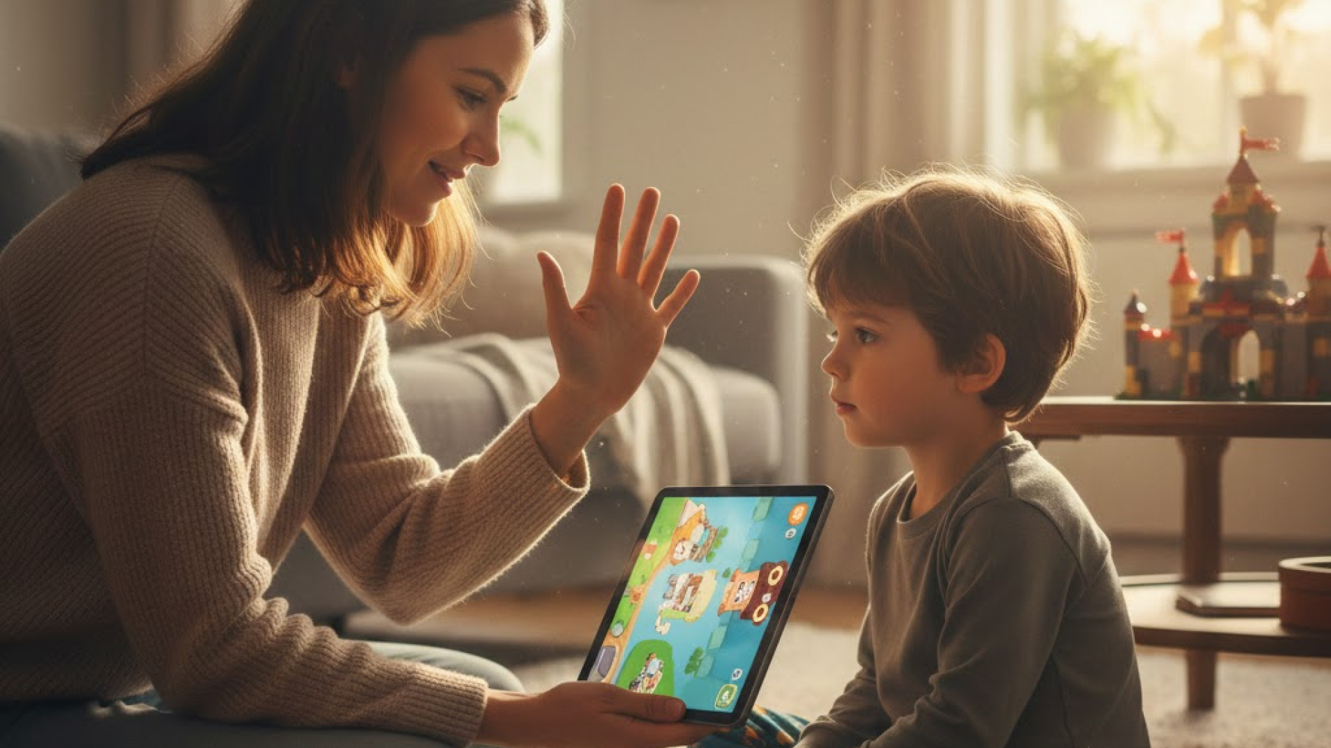 child engaging in offline play to reduce screen time