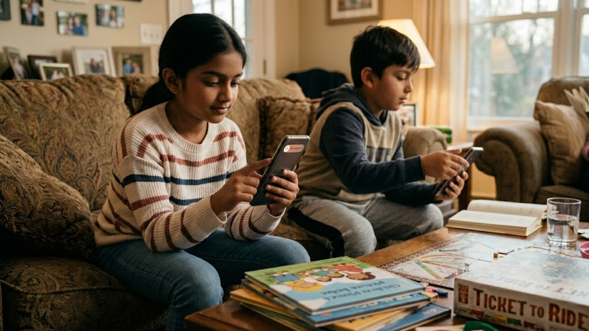 child showing responsibility and managing screen time before getting first phone