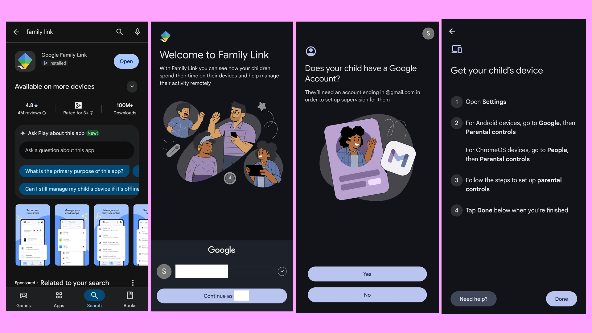 steps before you setup google family link on phone
